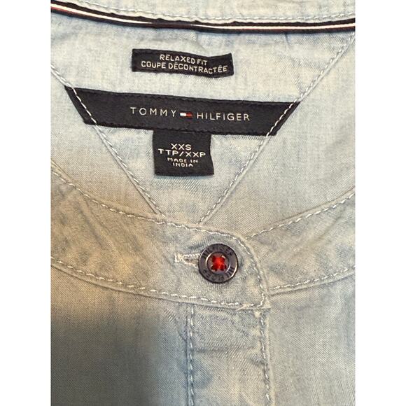 Tommy Hilfiger Womens Roll up Button 3/4 length Sleeve Soft Chambry Shirt XXS - Picture 3 of 16